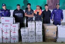 রাজস্থলীতে ২১ লাখ টাকার বিদেশি সিগারেটসহ আটক ৪