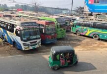 রাঙ্গামাটিতে অনির্দিষ্টকালের জন্য বাস চলাচল বন্ধ